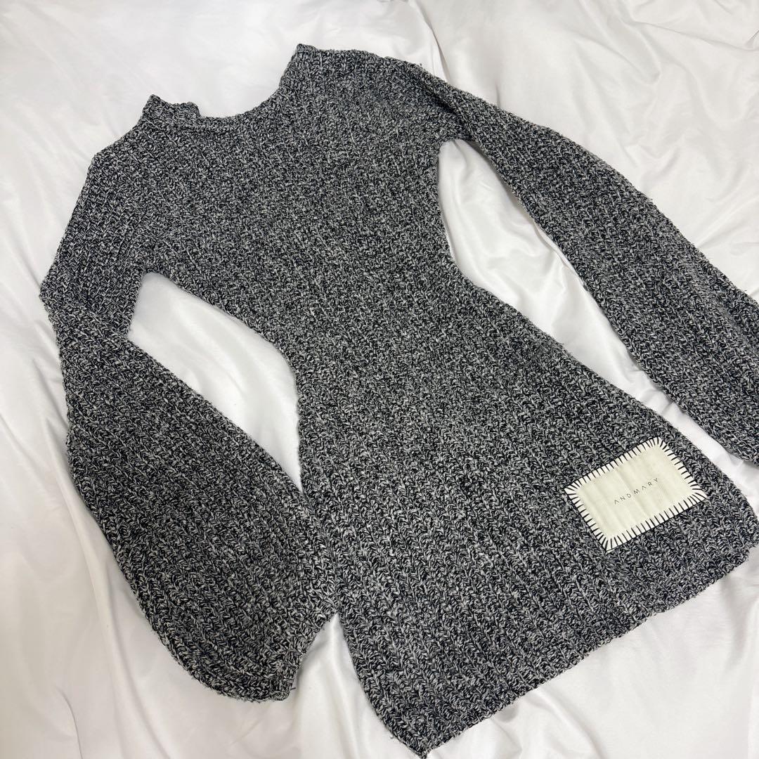 【 andmary 】Mel kniw mini dress black