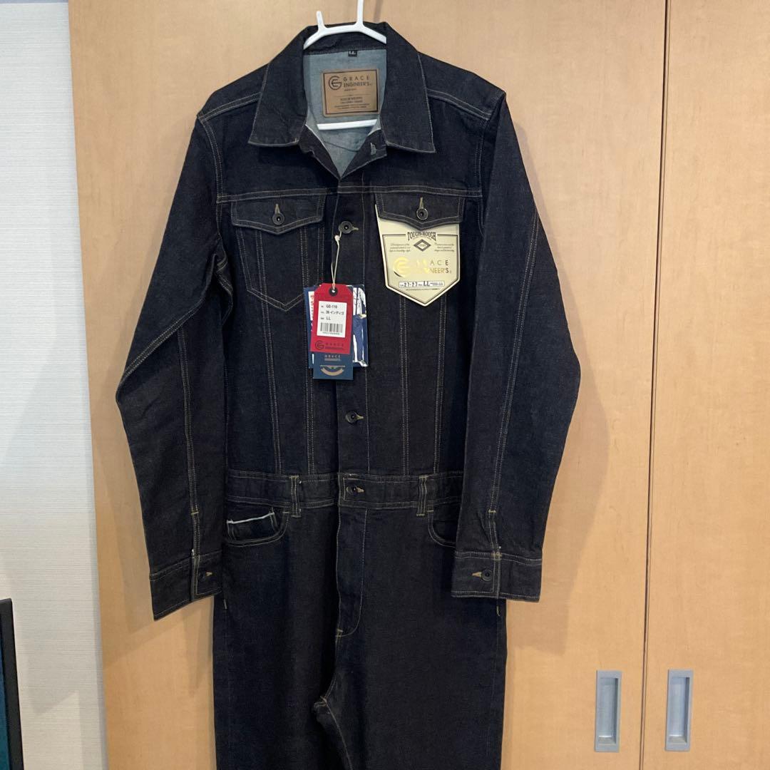 フ*ン様 タグ付き 新品　グレースエンジニアーズ　デニム つなぎ　XL　濃紺　セ