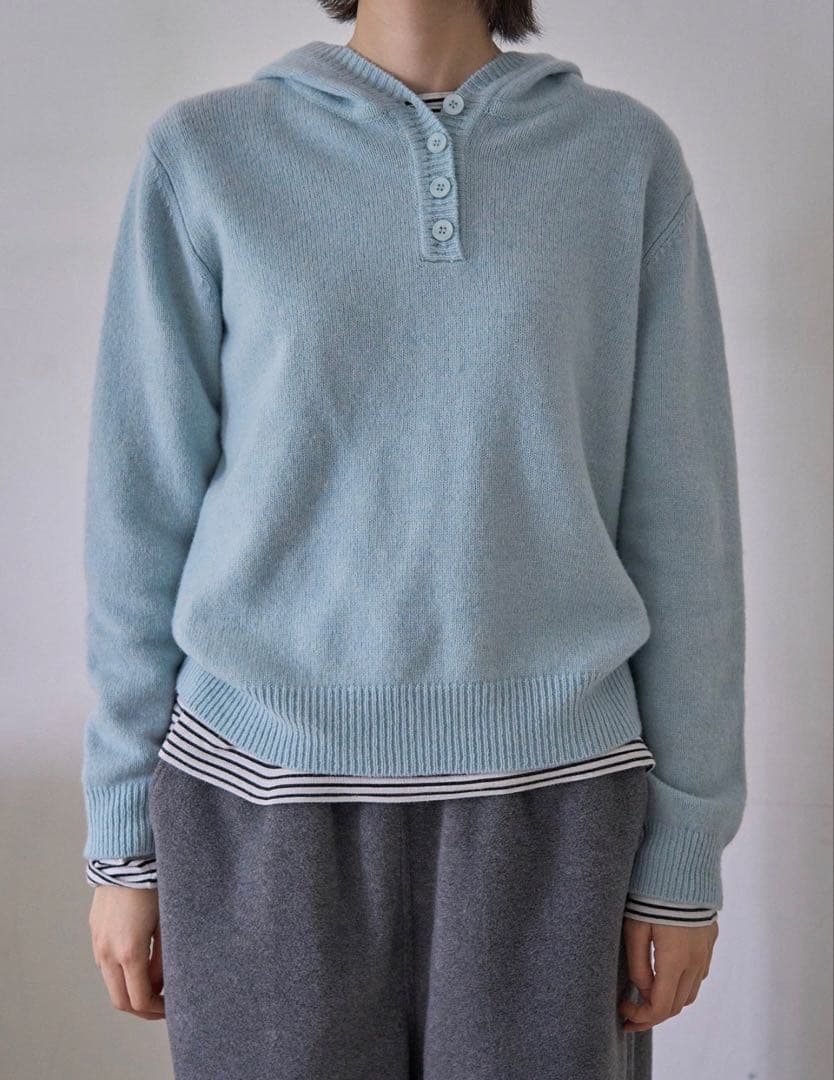 Bargiee HEARTH BUTTON KNIT BLUE ブルー
