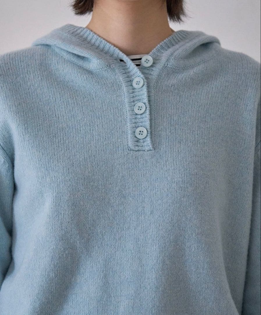 Bargiee HEARTH BUTTON KNIT BLUE ブルー