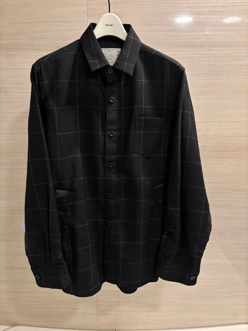トップス sacai Wool flannel shirt x Nylon Twill 1