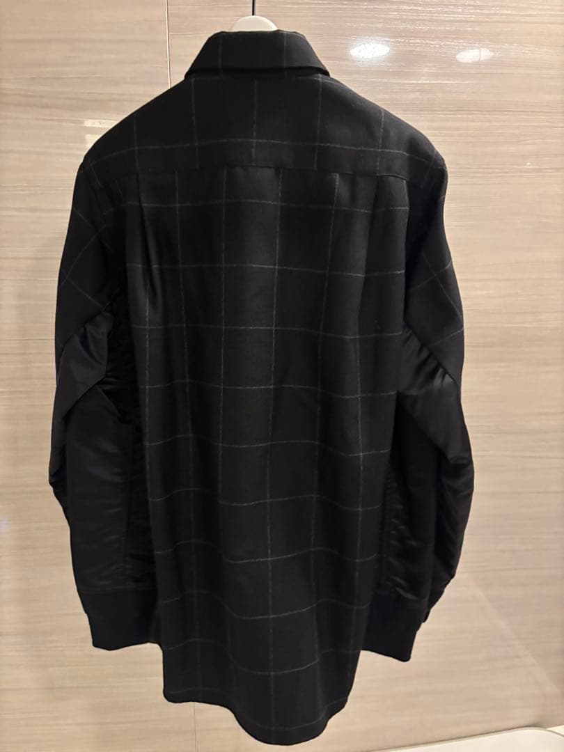 トップス sacai Wool flannel shirt x Nylon Twill 1
