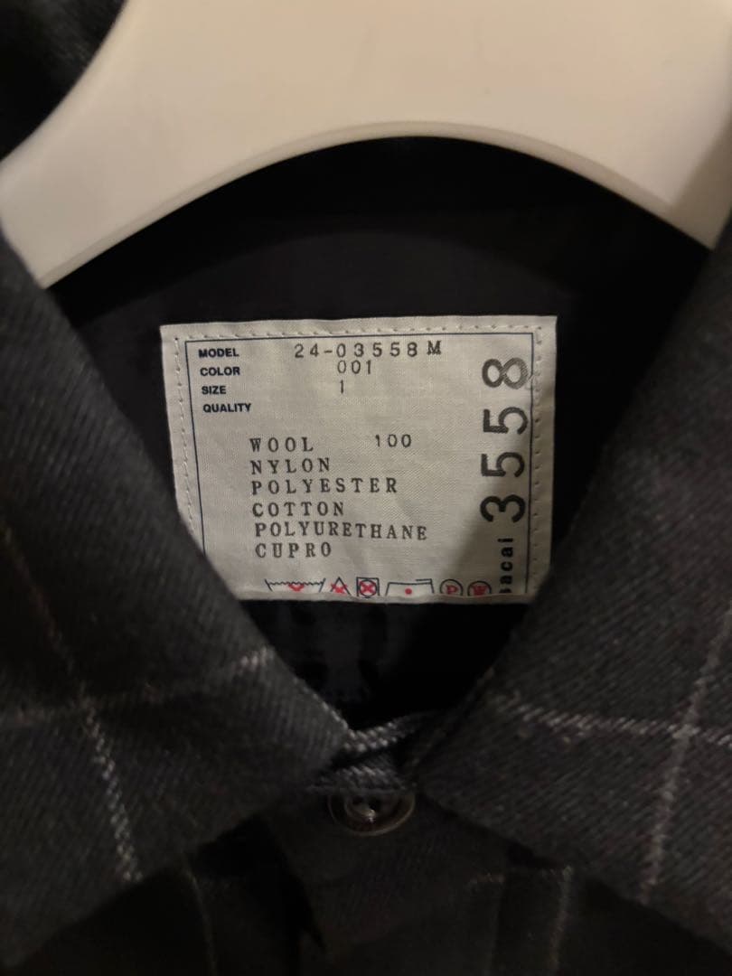 トップス sacai Wool flannel shirt x Nylon Twill 1
