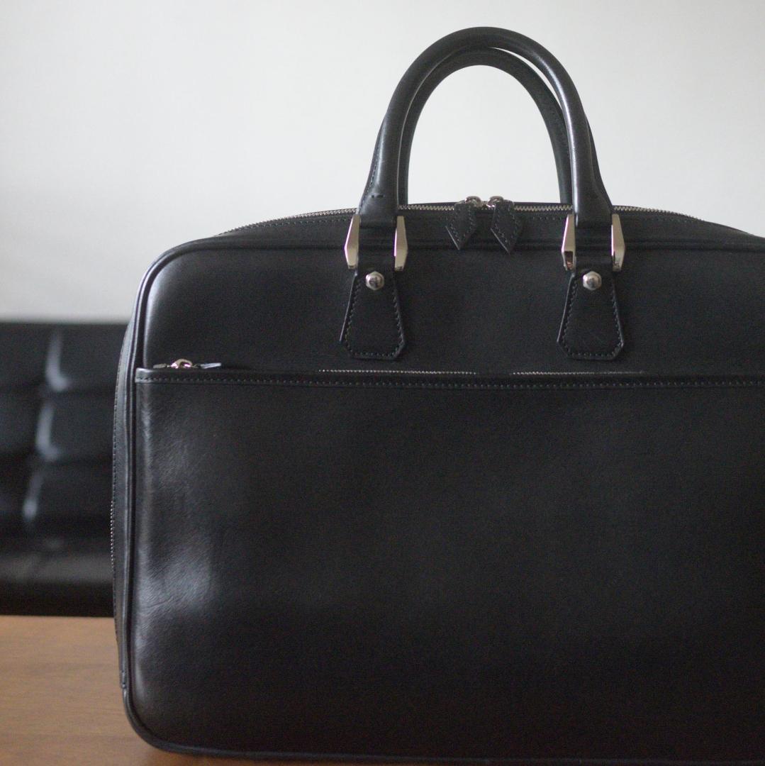 【中古】万双／双鞣和地シングルブリーフケース／ブラック