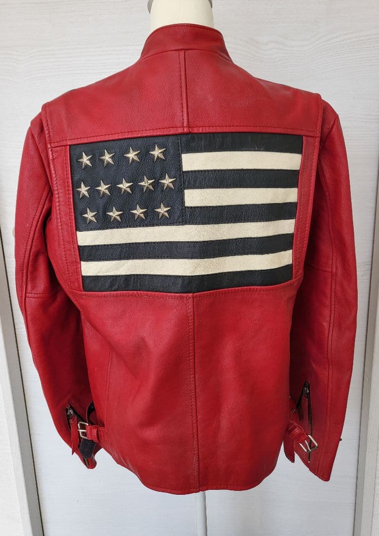【TK】ショット　100周年記念モデル　レッドレザージャケット 国旗