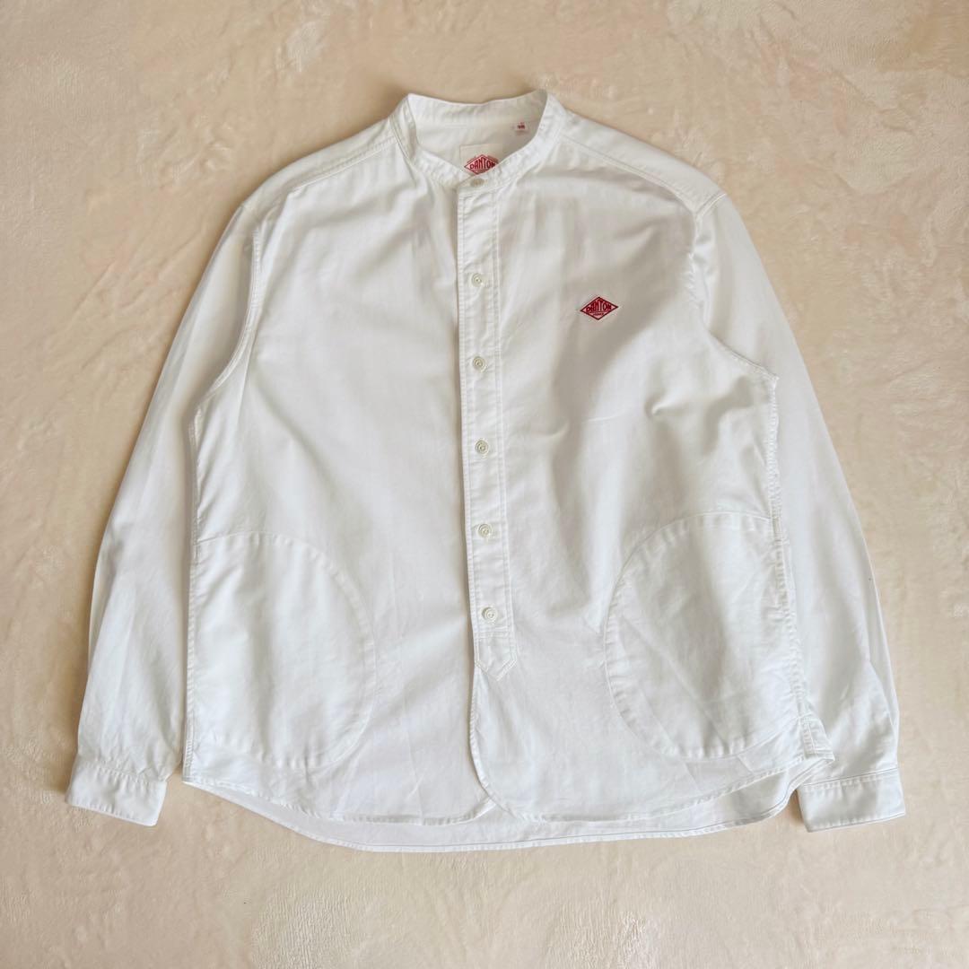 【美品】DANTON ダントン バンドカラーシャツ ホワイト 38 ゆったり