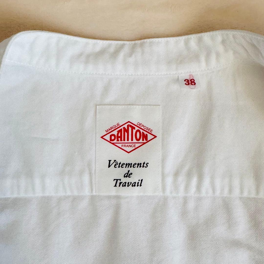【美品】DANTON ダントン バンドカラーシャツ ホワイト 38 ゆったり