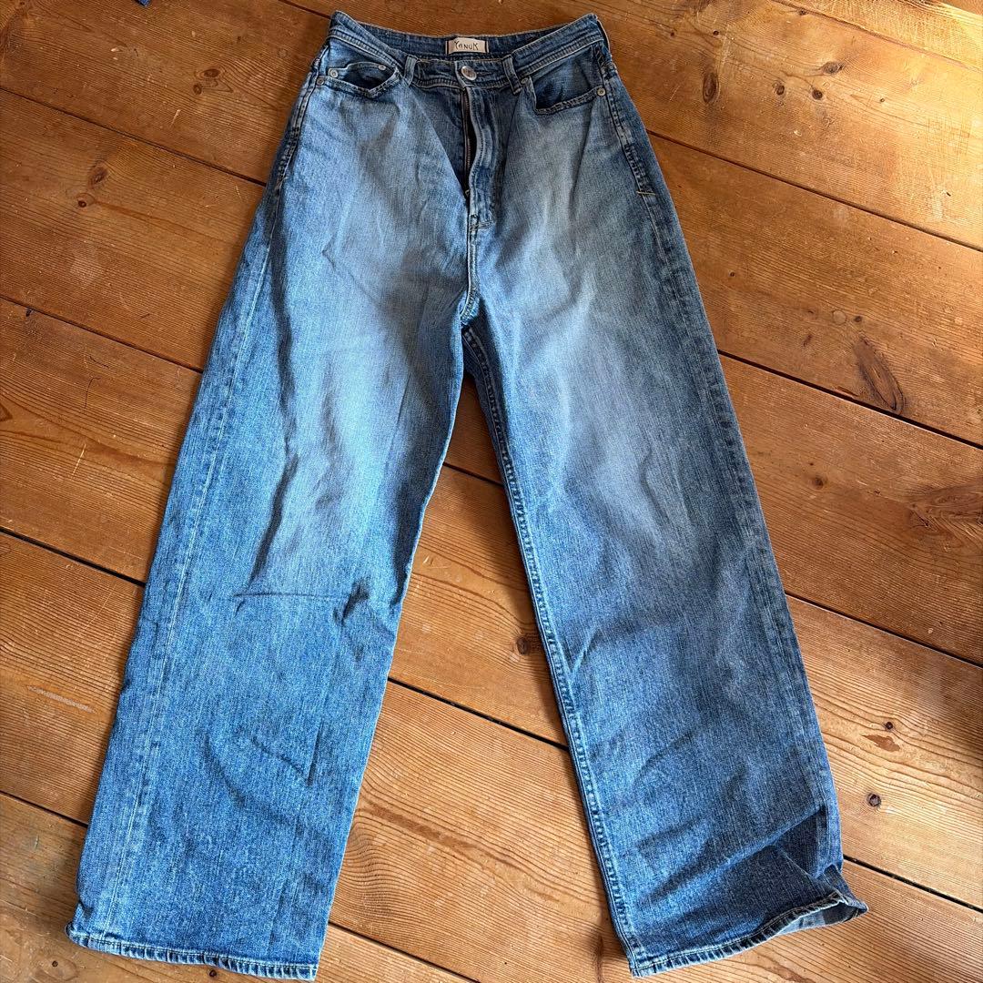 YANUK Joan ワイドレッグデニムパンツ ブルー