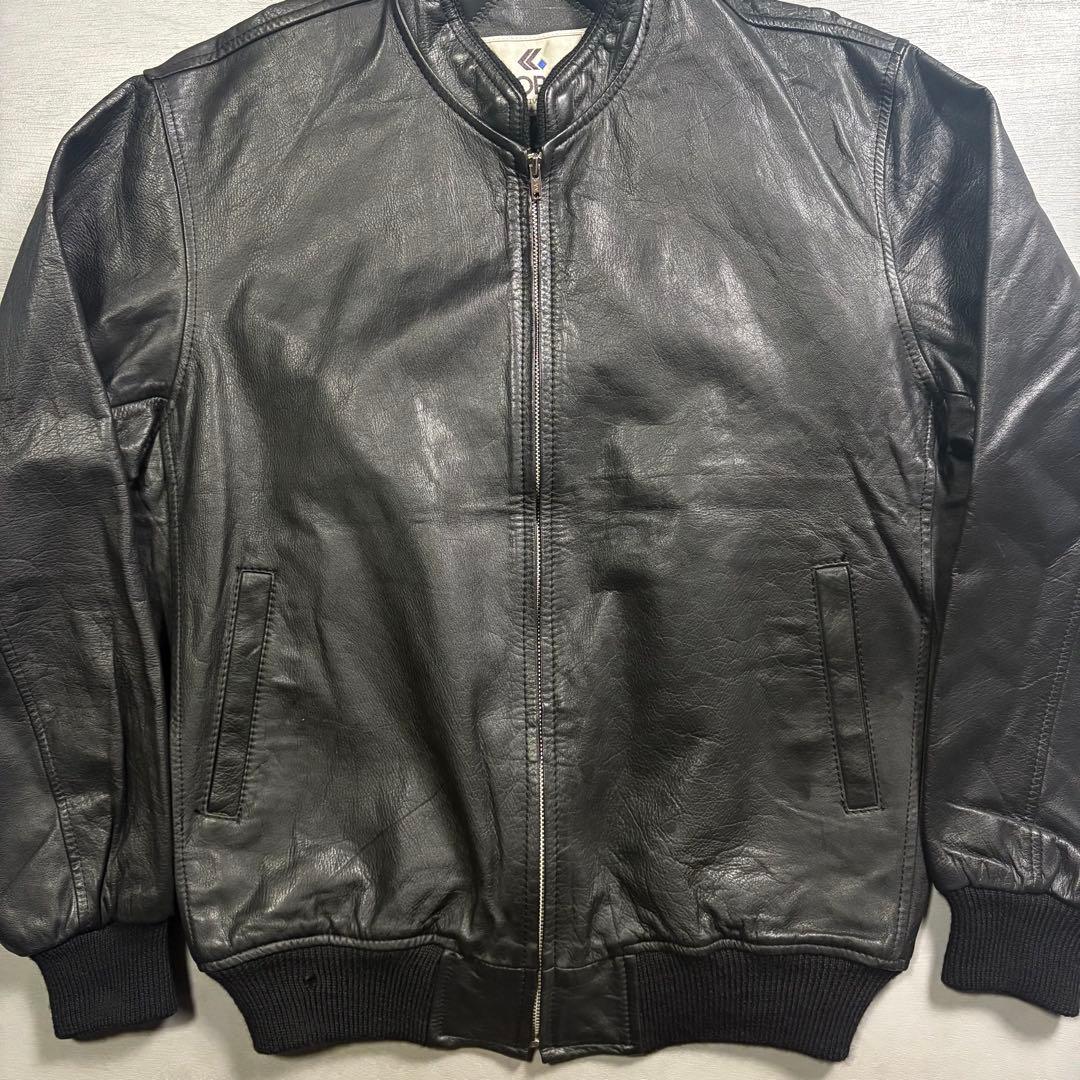 vintage レザージャケット　ブルゾン　ma-1 短丈　本革オールレザー