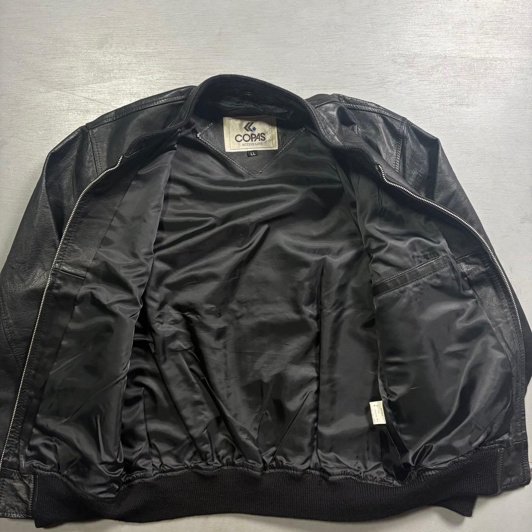 vintage レザージャケット　ブルゾン　ma-1 短丈　本革オールレザー