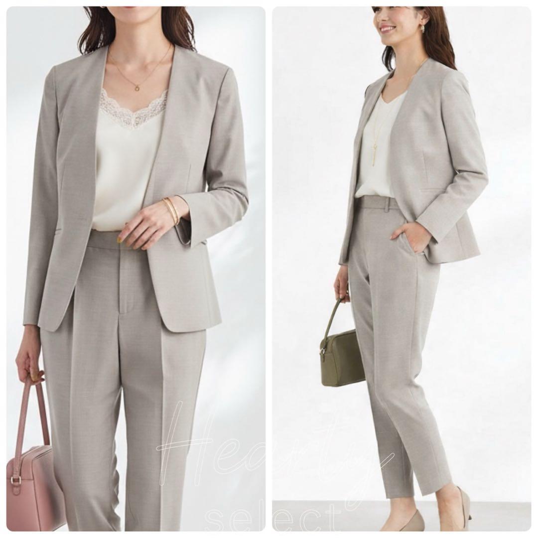 グリーンレーベル／ライトカチリラ パンツスーツ 洗える M ナチュラル 21AW