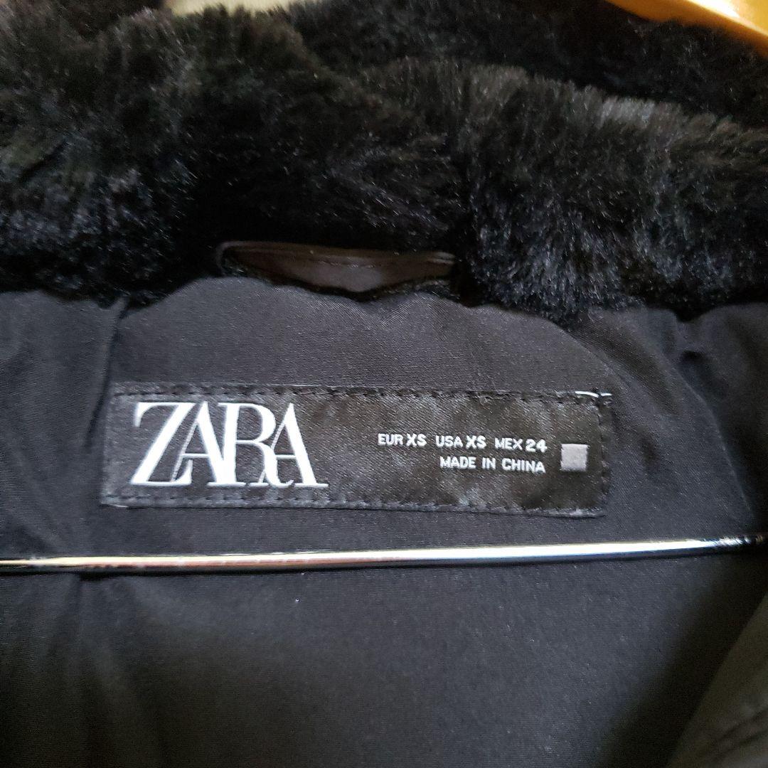 美品 XSサイズ ZARA セミロング丈ファー付きダウン