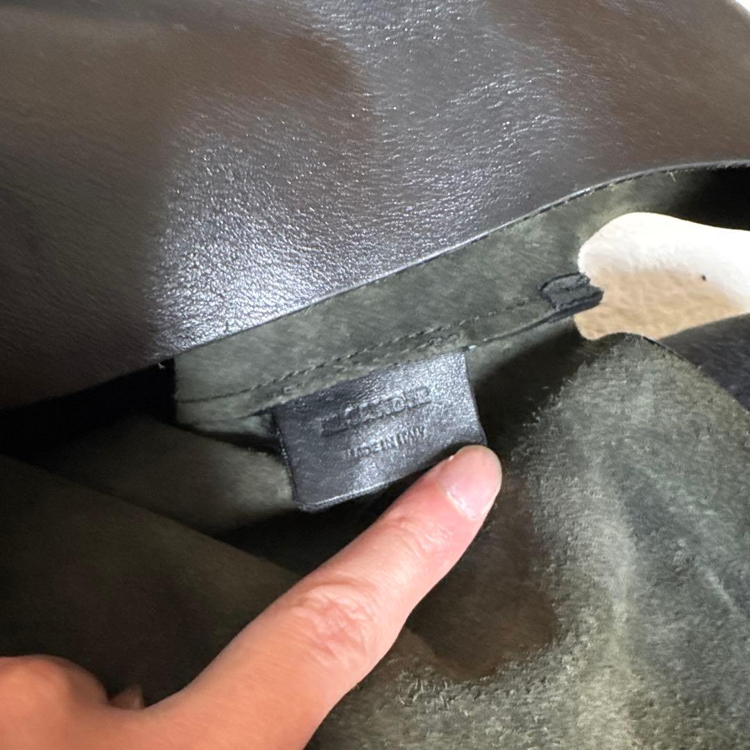 黒 レザートートバッグ 外ポケット付き