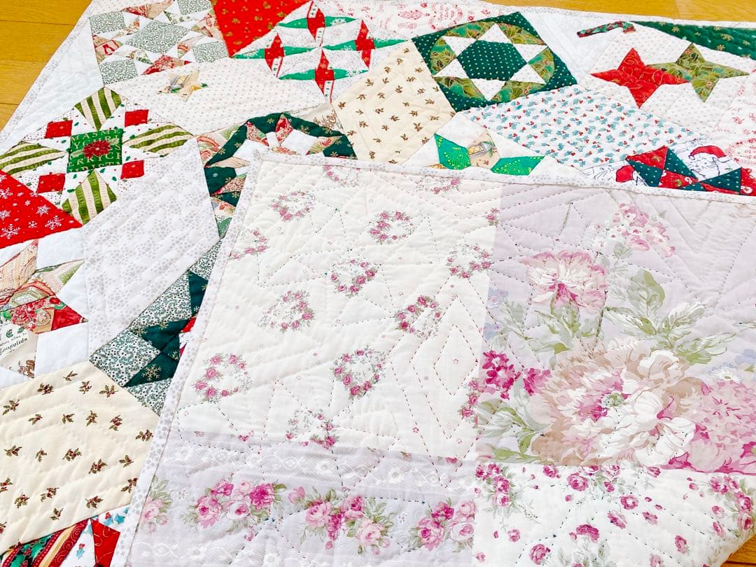 【ハンドメイド】クリスマス キルト タペストリー98×98cm