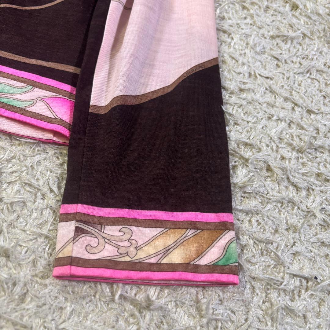 レオナール　大きいサイズ　トリム　花柄　ウール　シルク　ブラウス　長袖