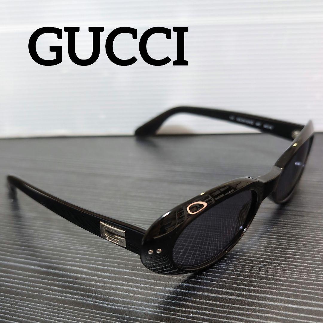 GUCCI イタリア製 Gロゴ装飾スリムオーバルレディースサングラス度無し