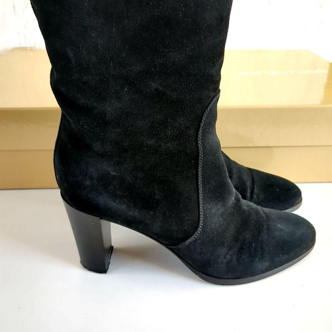 セルジオロッシ*黒 スエード ロングブーツ 高ヒール