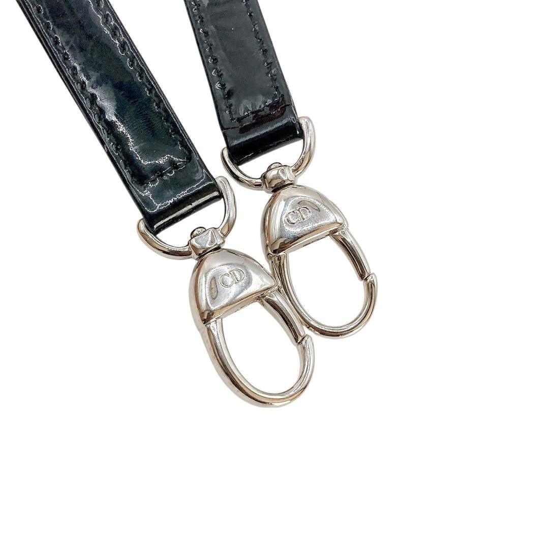 Dior✨ディオール　ショルダーストラップ　エナメル　革　CDロゴ ブラック