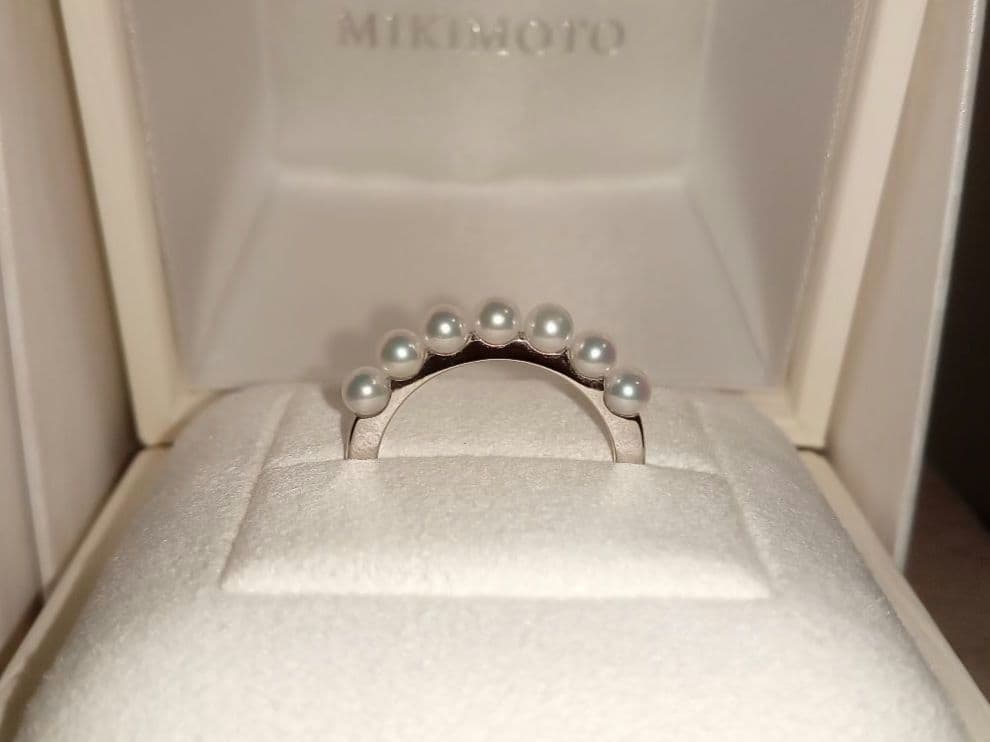 MIKIMOTO ミキモト アコヤ真珠 ベビーパール リング K18WG 15号