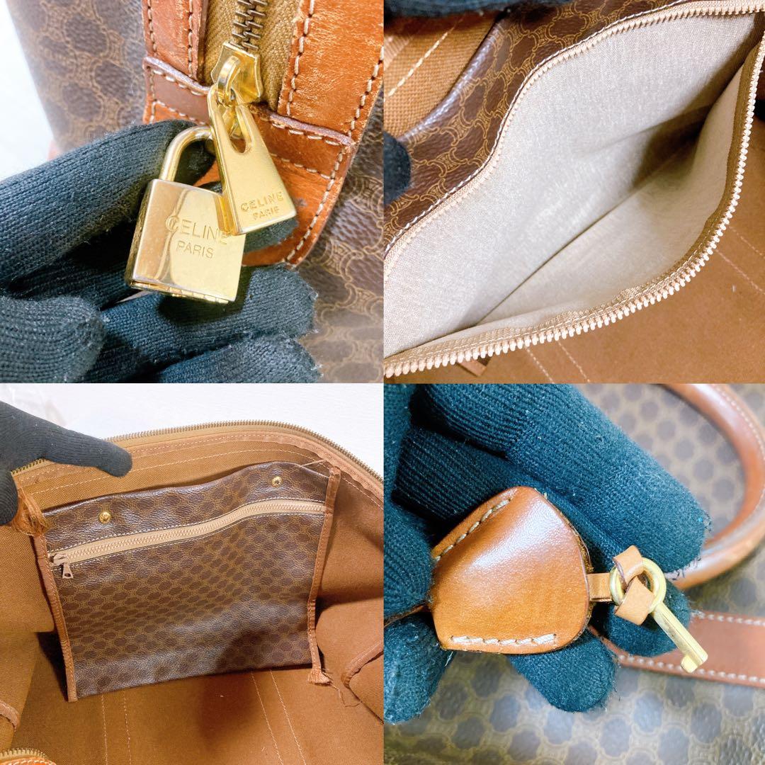 444 セリーヌ　ボストンバッグ　マカダム　ハンドバッグ　ブラウン