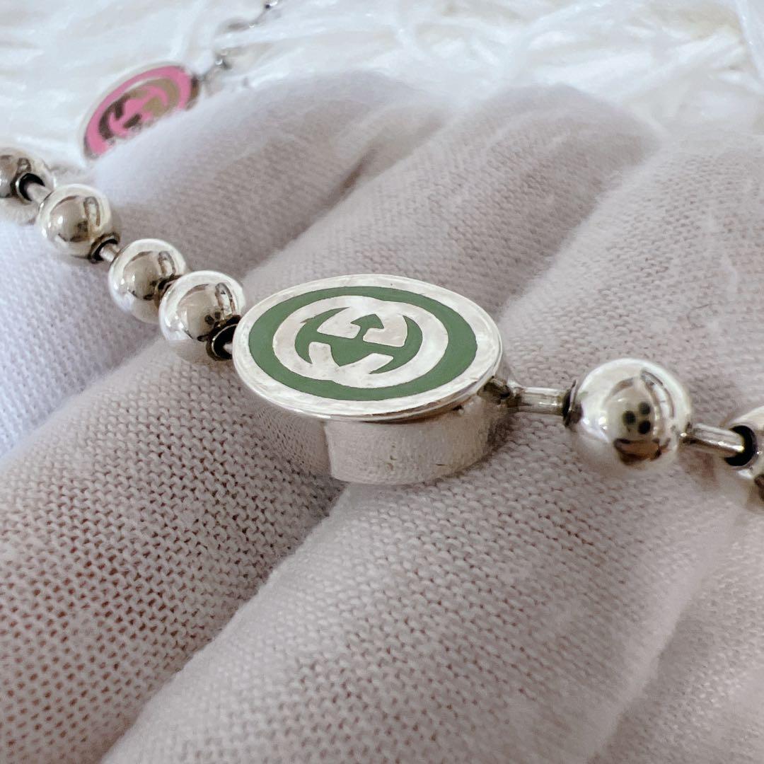 希少✨極美品 グッチ インターロッキングG ボールチェーン ネックレス エナメル