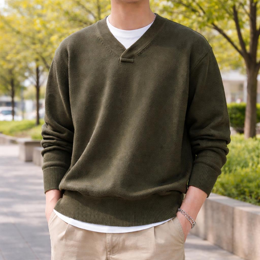 【コーキ】バトナー× SHIPS 別注 ウール100% カーキ ニット 2