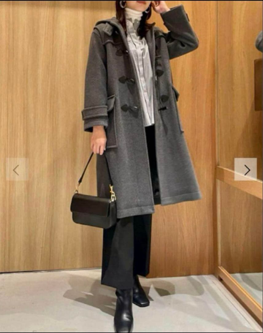 Mila Owen ロング ダッフルコート チャコールグレー