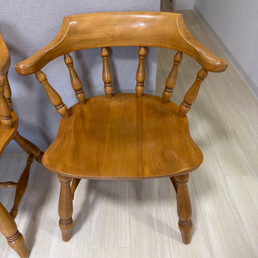 柏木工　木製背もたれ肘掛け付き椅子　2脚おまとめ【北摂付近引取り限定】