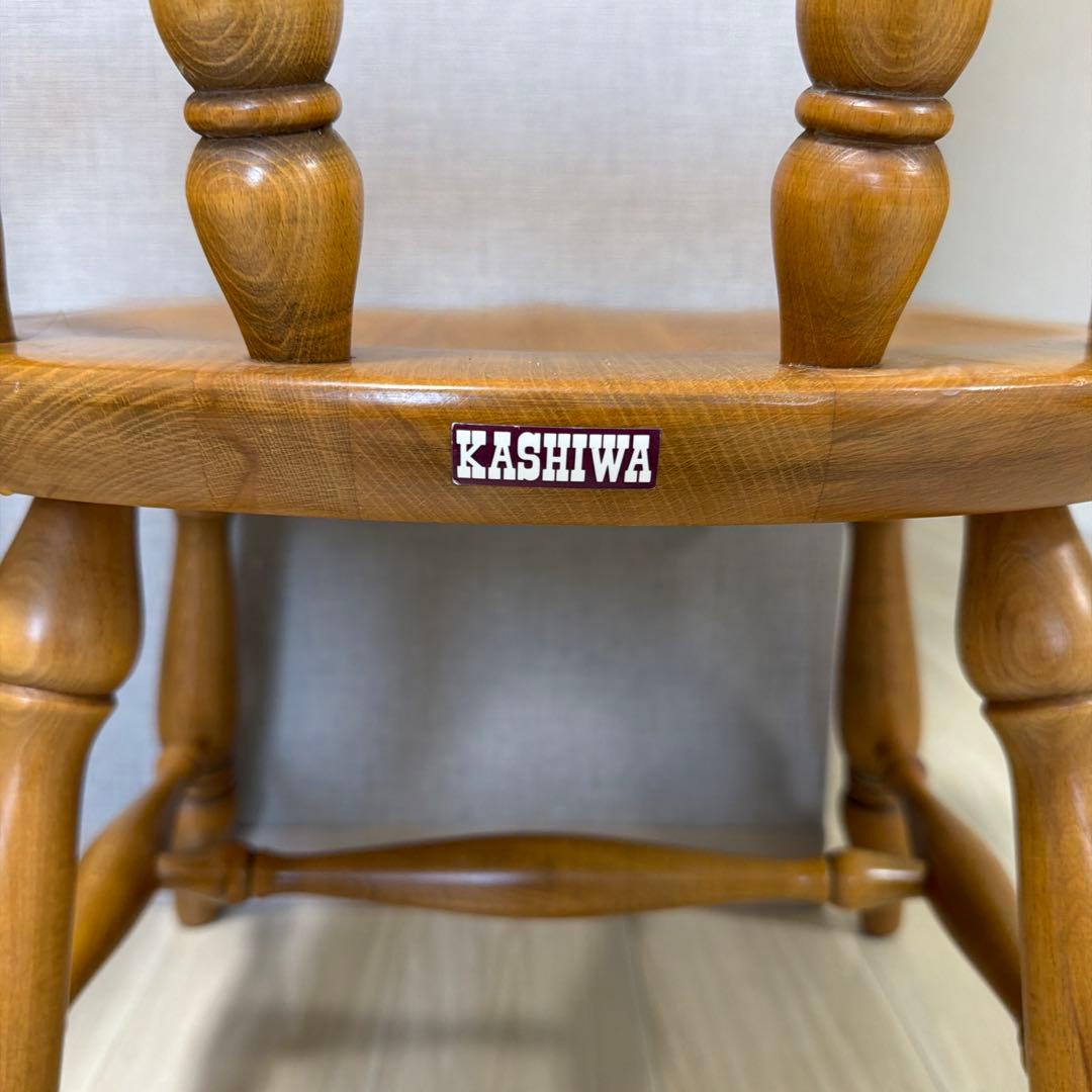 柏木工　木製背もたれ肘掛け付き椅子　2脚おまとめ【北摂付近引取り限定】