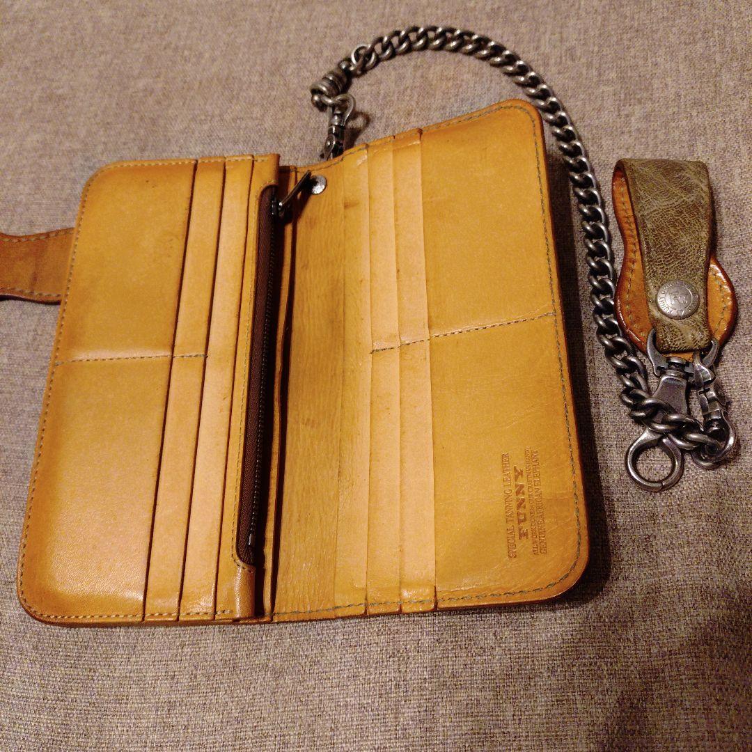 FUNNY 長財布 ウォレットチェーン 象革