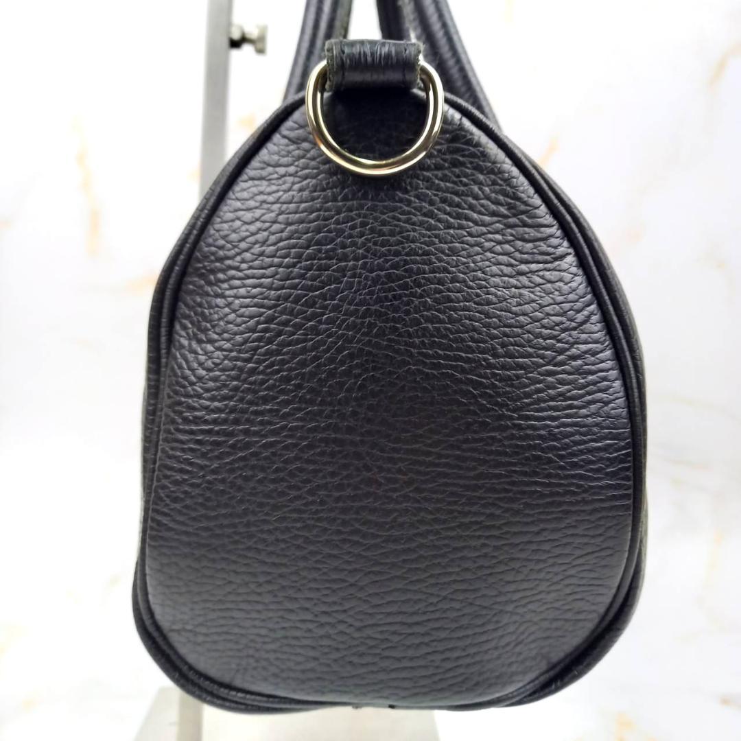 ✨良品✨ ヤング＆オルセン ミニボストンバッグ オールレザー シボ革 ブラック