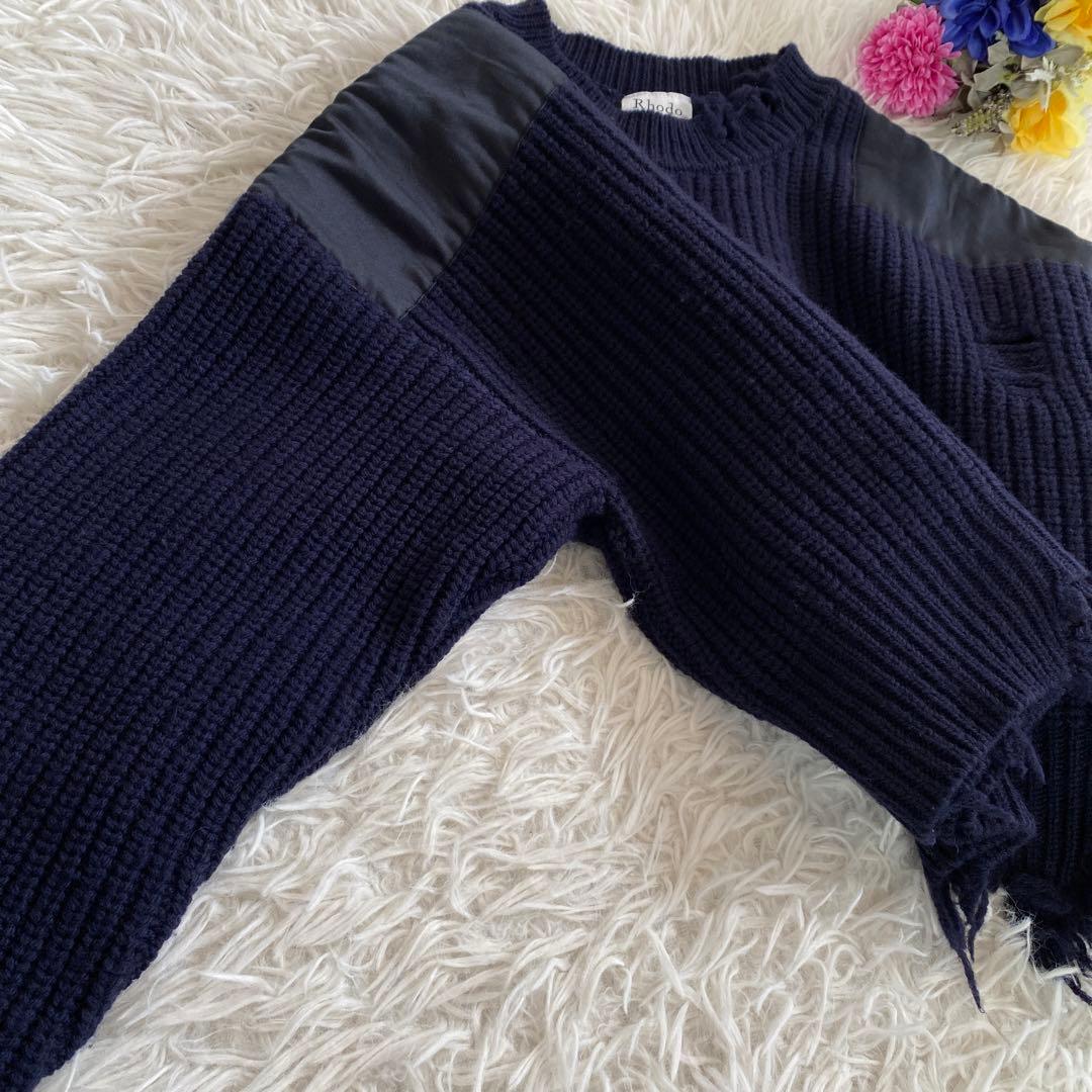 ぽんずRHODOLIRION ロドリリオン　ダメージニット　ツイルニット