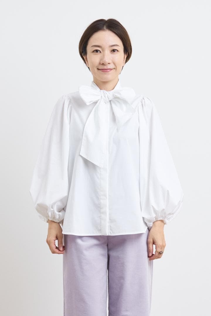 yori ヨリホワイトボウタイブラウス36