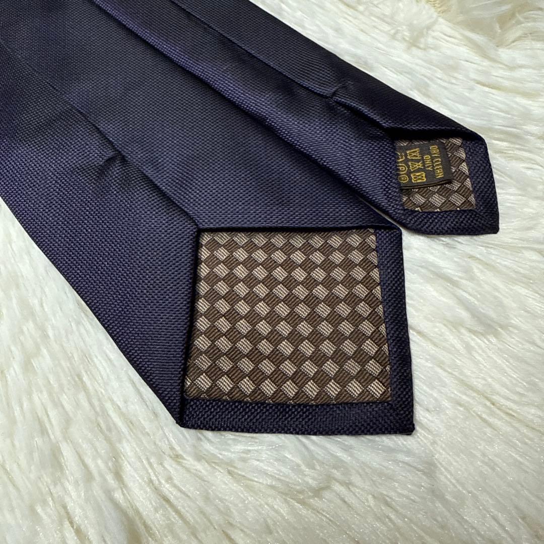 【未使用級】LOUIS VUITTON ネクタイ　高級シルク　パープル　希少ロゴ