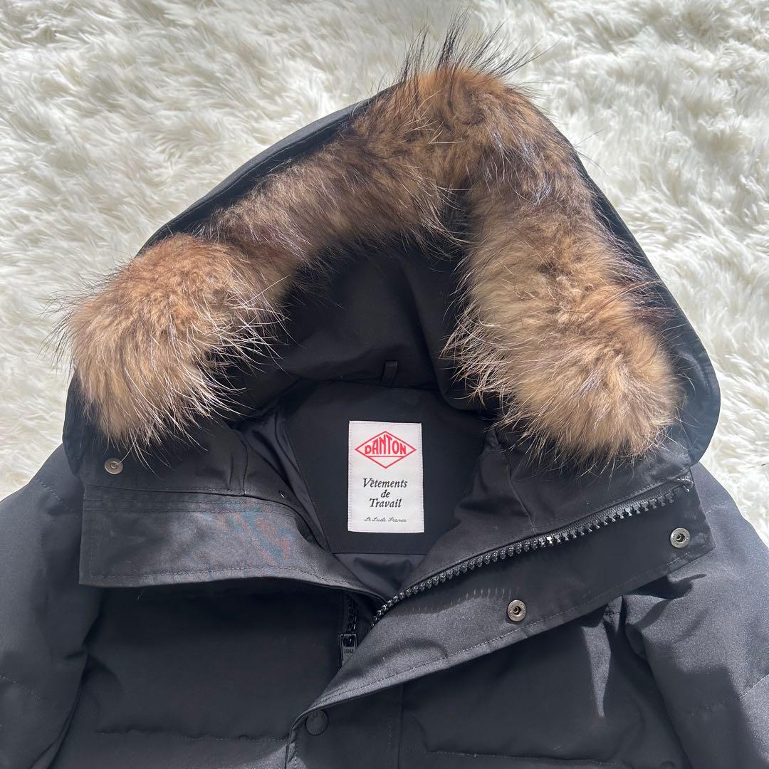 ダントン DANTON ダウンジャケット ファー フード ブラック S
