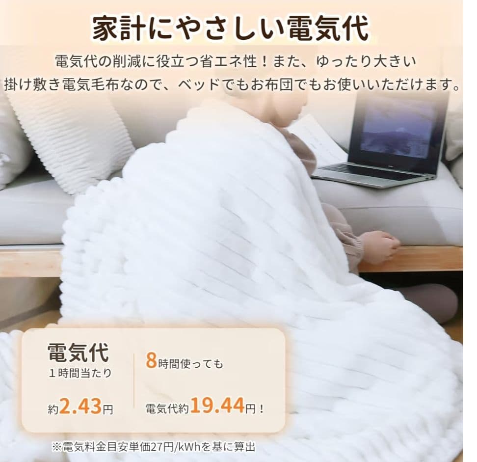 電気毛布 掛け敷き 敷 電気ひざ掛け 電気ブランケット ふわふわ毛布 2枚