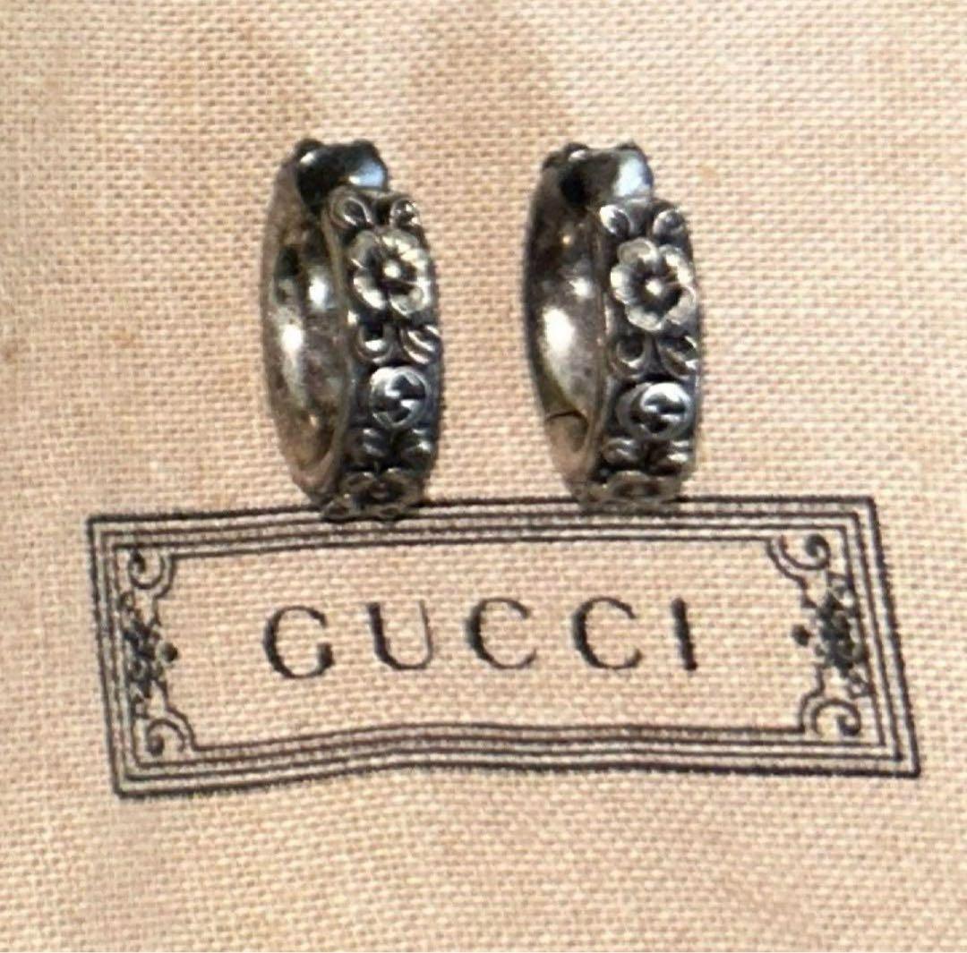 GUCCI 装飾 フラワー 花 フープ ピアス リング