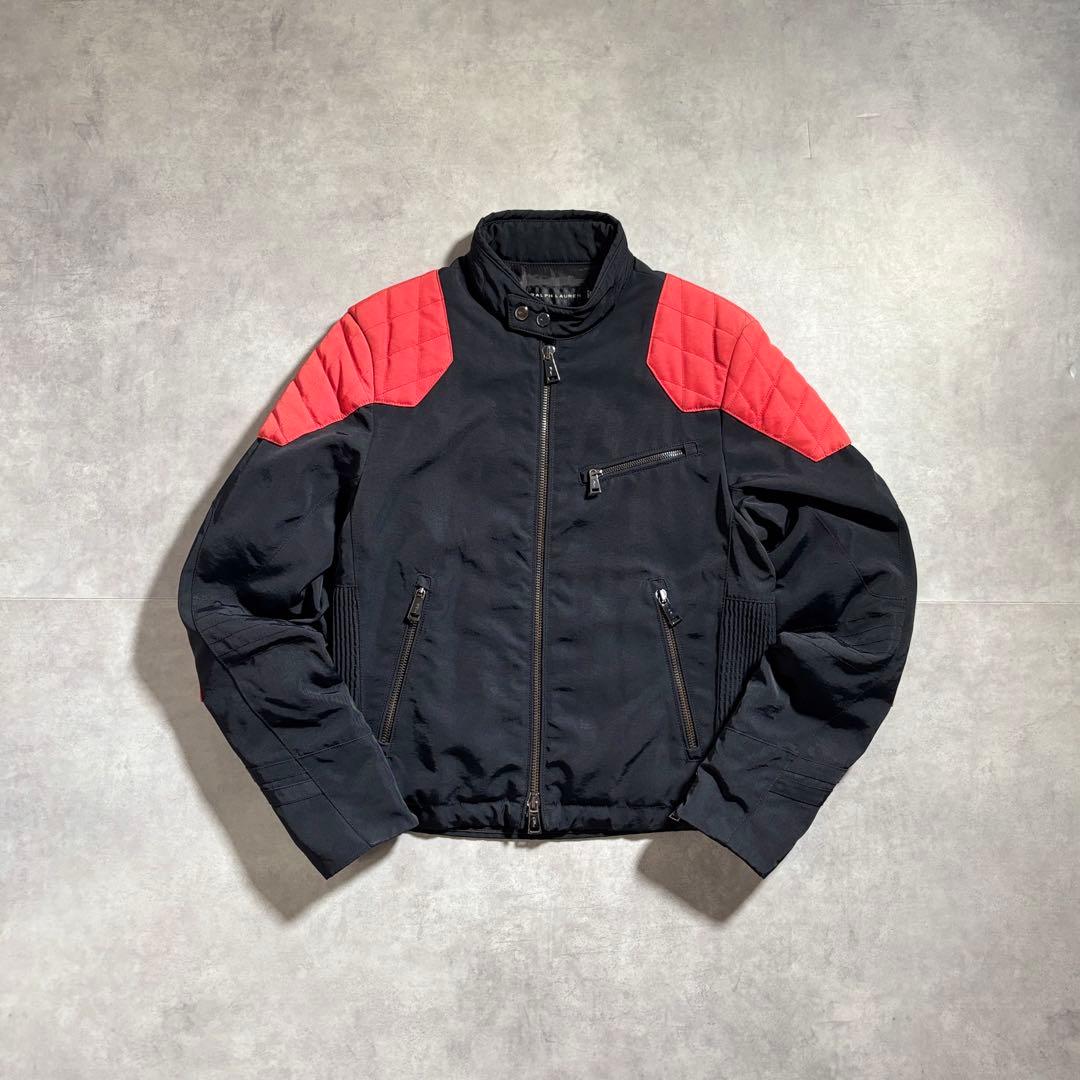 古着 00s ラルフローレン サンプル ライダース ジャケット 短丈 ブラック