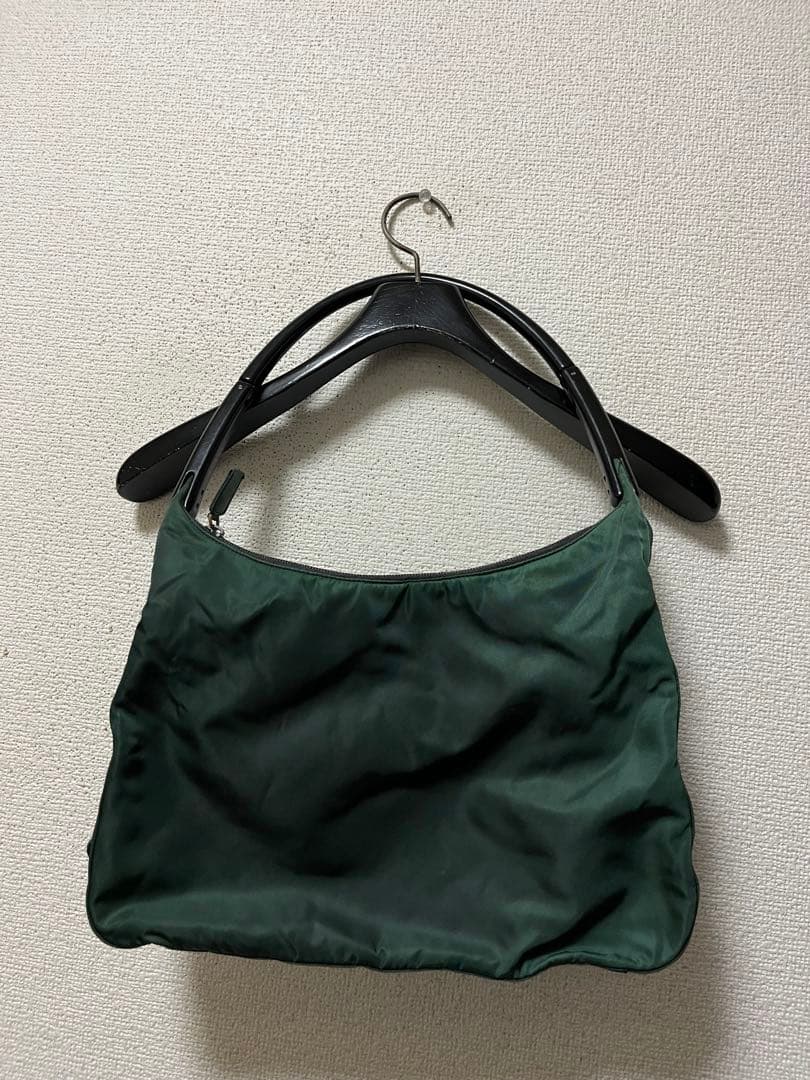 イタリア製　プラダ　テスート　ナイロン肩掛けバッグ　/緑　三角ロゴ　ハンドバッグ