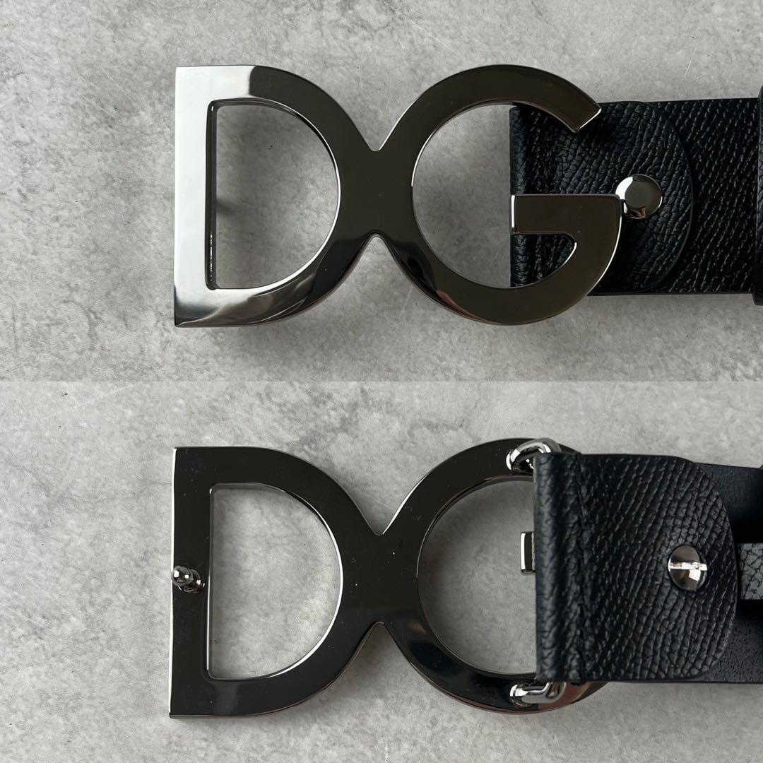 銀次様　ドルチェアンドガッバーナ　ベルト　DG レザー　ロゴ　シルバー