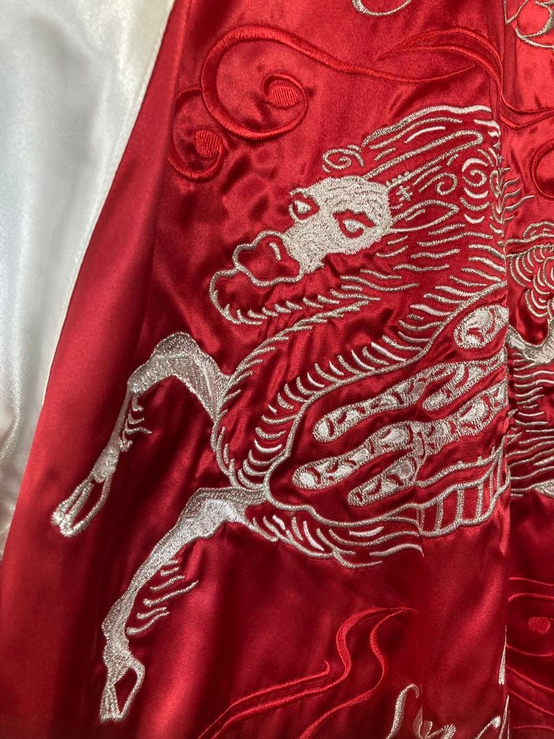 ◾️限定品 キリンビール スカジャン 赤×白 刺繍 豪華デザイン◾️ビンテージ風