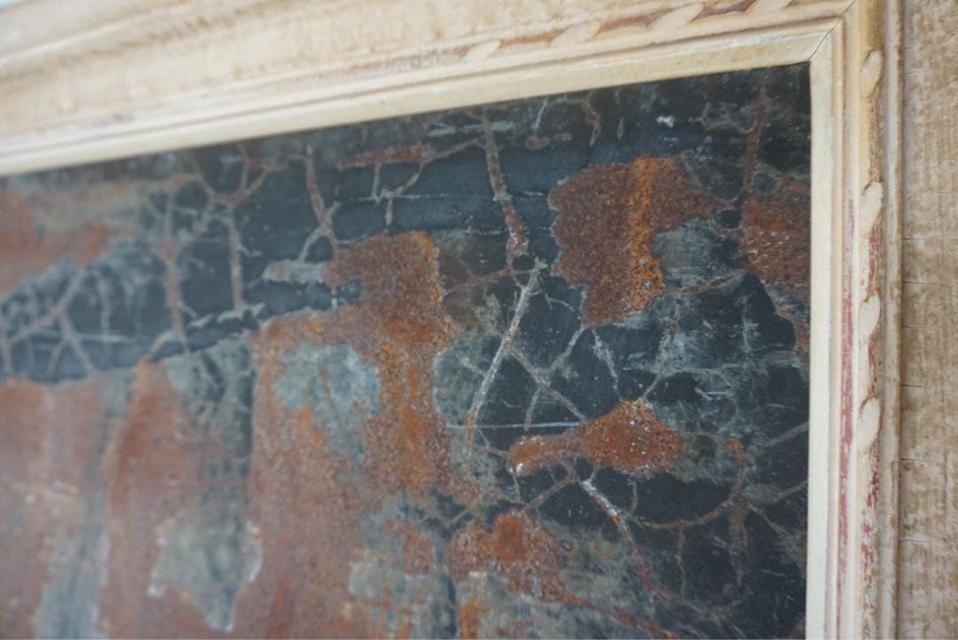 大きなアンティークフレームのブリキサインボード　看板　店舗什器　額縁　古道具