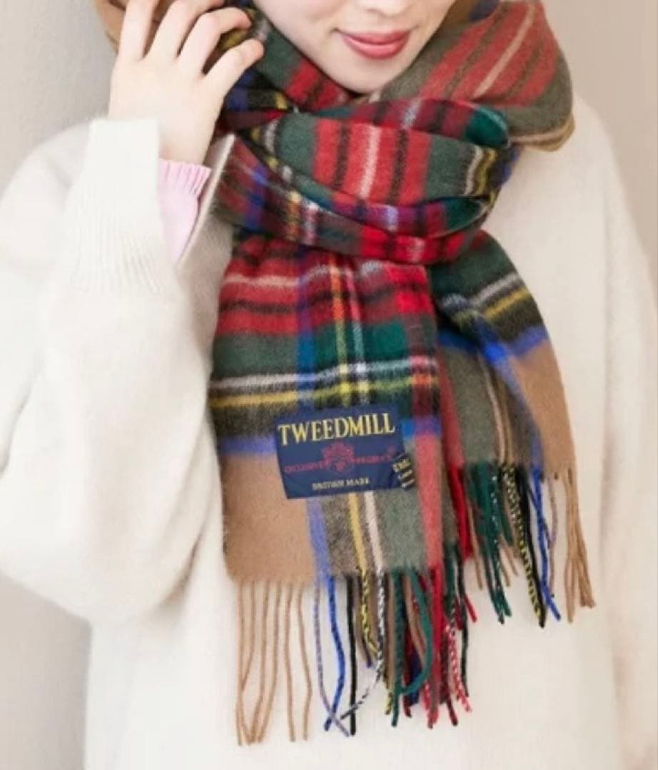 TWEEDMILL/ツイードミル　大判マフラー　ベージュ
