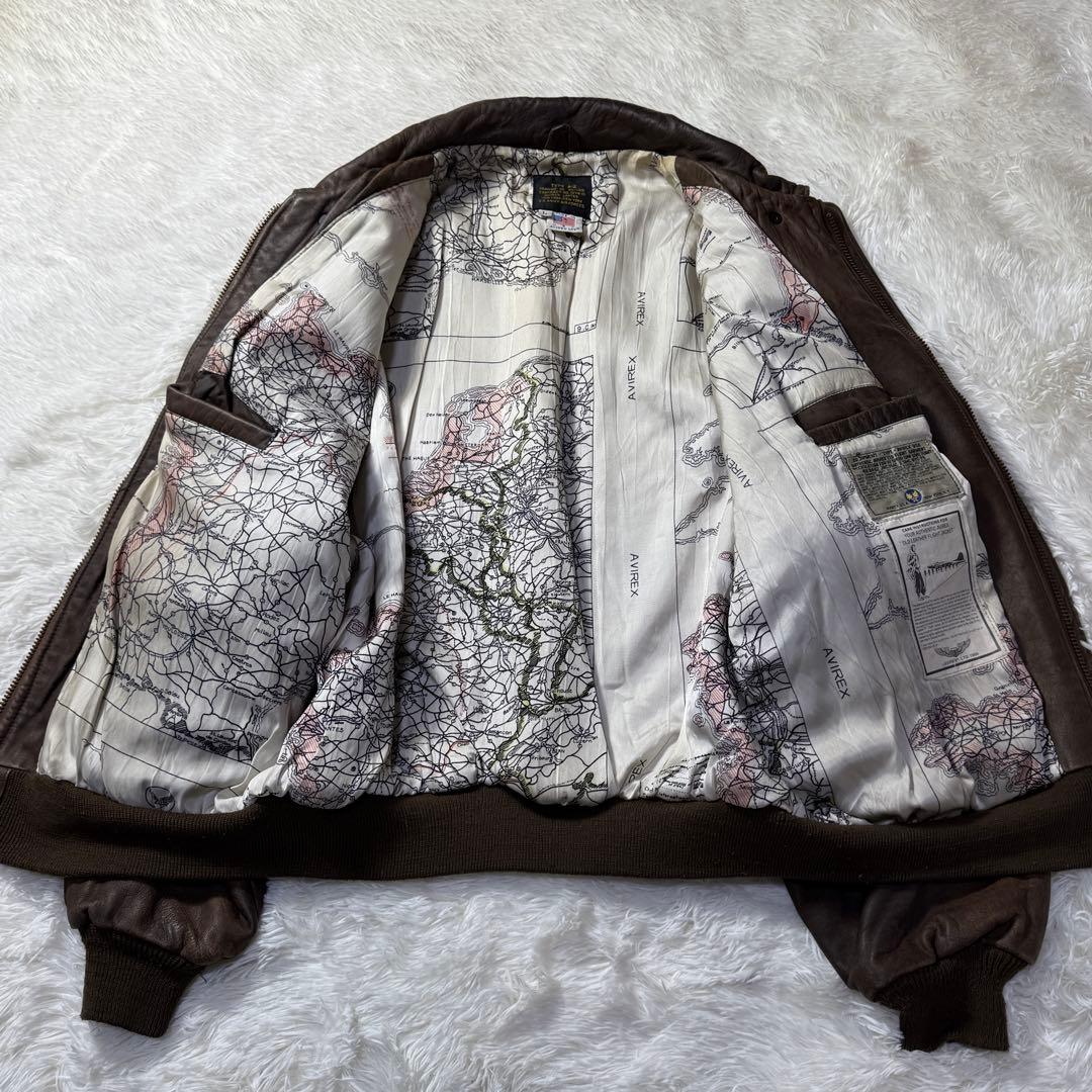 【USA製】80s AVIREX A-2 フライトレザージャケット ブラウン