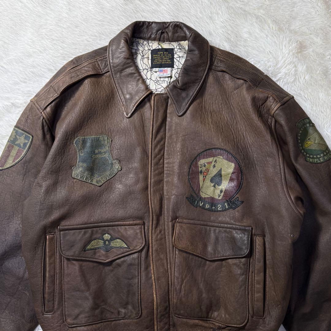 【USA製】80s AVIREX A-2 フライトレザージャケット ブラウン