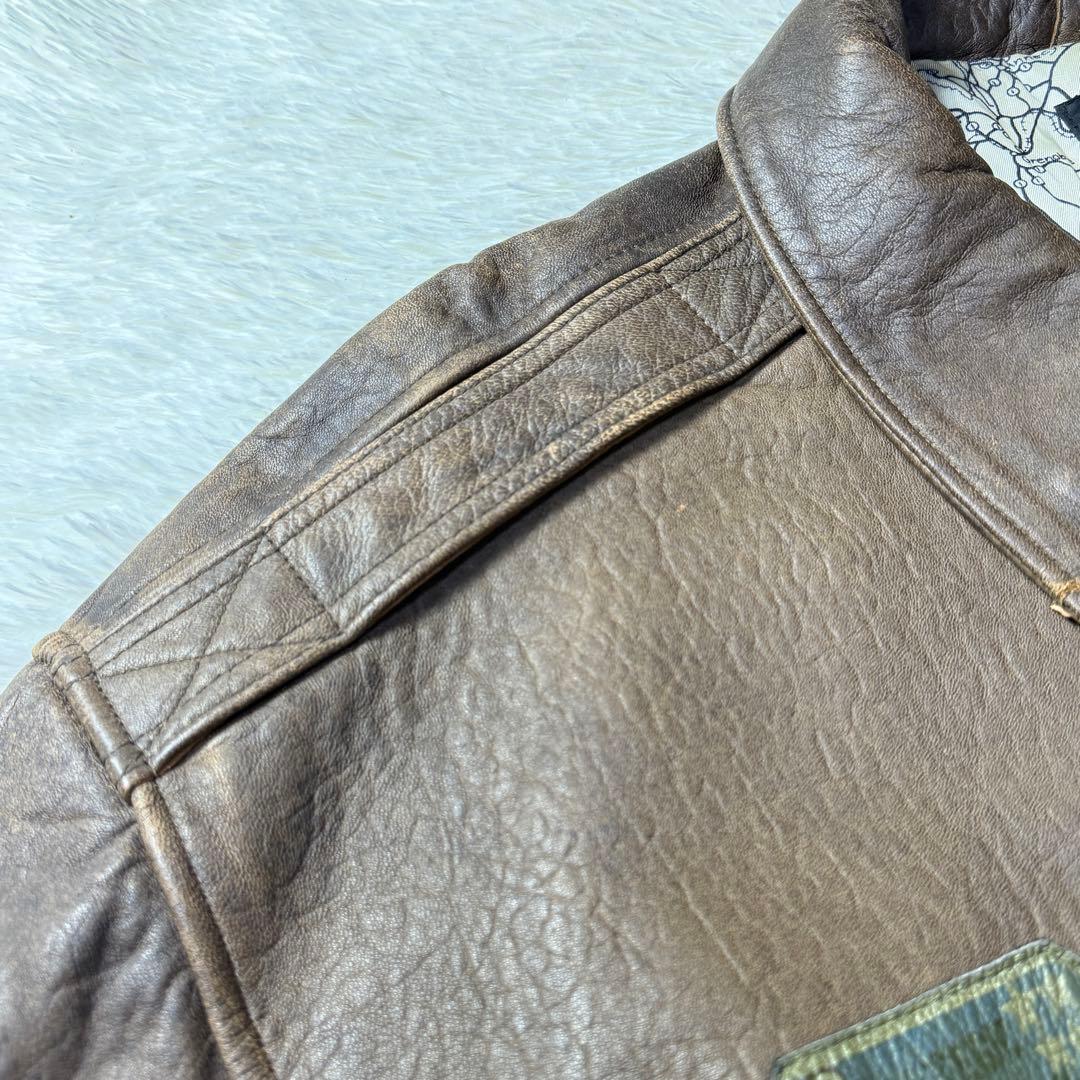 【USA製】80s AVIREX A-2 フライトレザージャケット ブラウン
