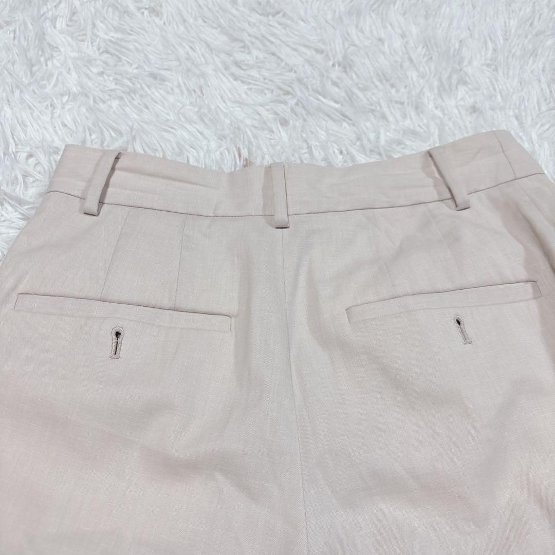 シップス ノーカラー　スーツセットアップ アイボリー ピンク　リネン　38 M