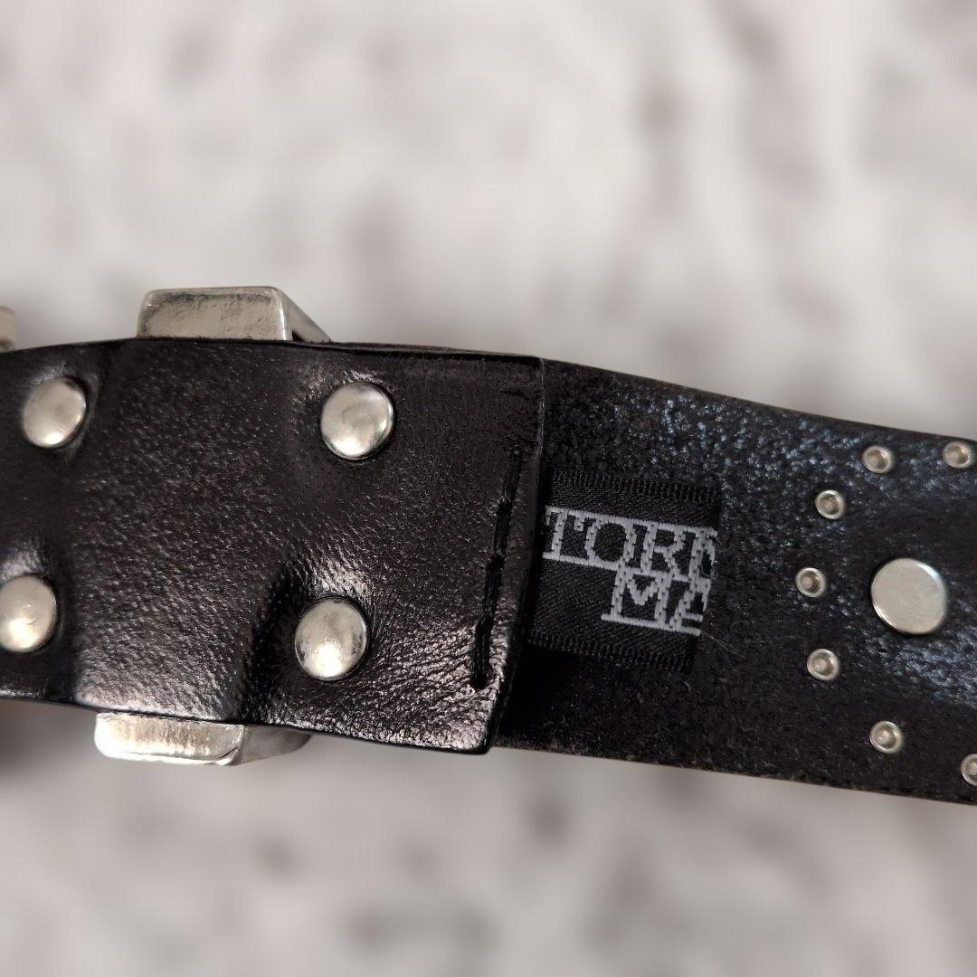 【本日限定価格】トルネードマート　黒レザーベルト パイソン＆スタッズ　Mサイズ