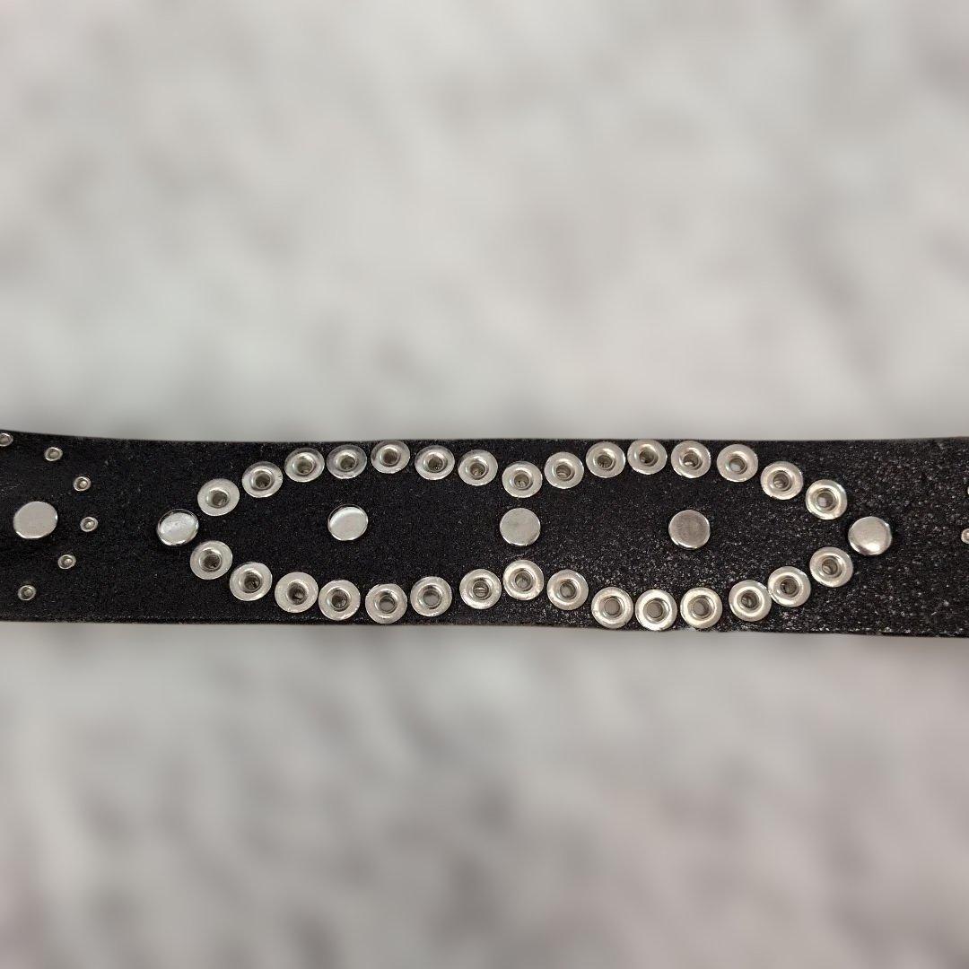 【本日限定価格】トルネードマート　黒レザーベルト パイソン＆スタッズ　Mサイズ