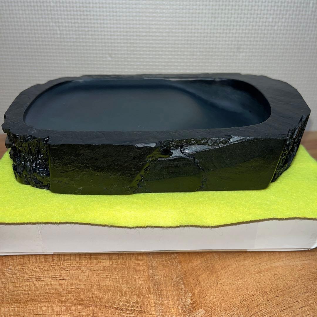 ⭕️雨畑硯　山下硯　芳石　山下三喜夫　栄寿堂製　甲州銘石　四六寸大　共蓋付硯